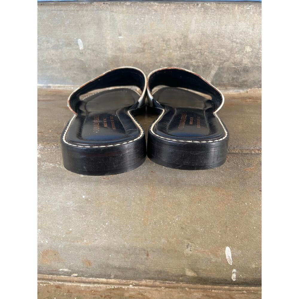 Donald J Pliner white leather single strap flat slide sandal w/ stud detail - Picture 8 of 9